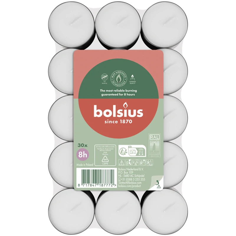 Čajové svíčky Bolsius 8h, 30ks