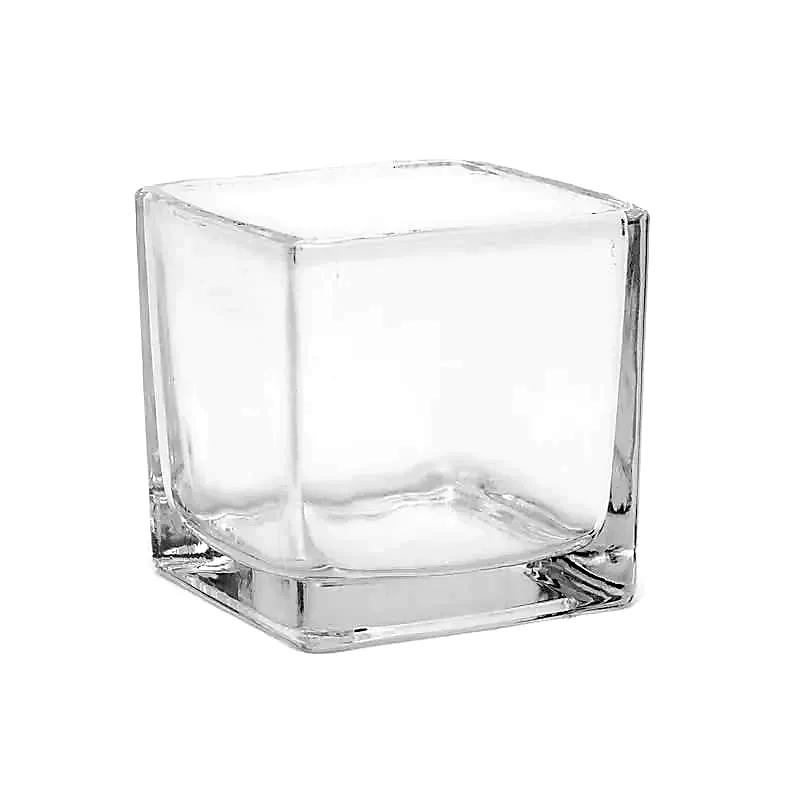 Skleněný čtvercový svícen 6cm