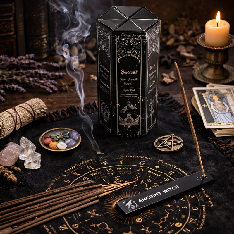 Pyramidový box vonných tyčinek, Sada 5 vůní a kouzel Ancient Witch