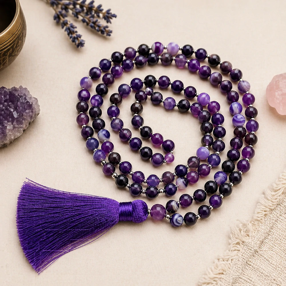 Japa Mala achát fialový 8mm