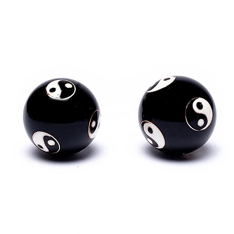 Čínské koule - černé Jin Jang 40mm