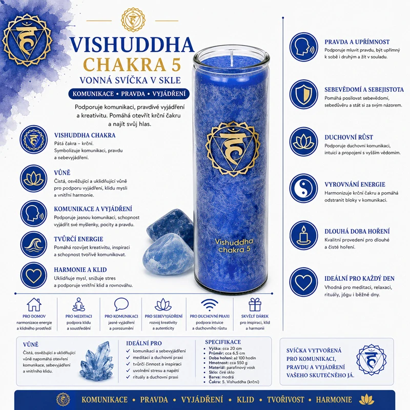 Svíce Chakra 5, sklo 21cm