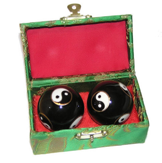 Čínské koule - černé Jin Jang 40mm