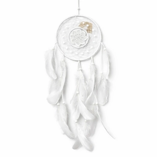 Lapač snů bílý, 17cm