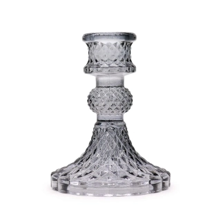 Skleněný svícen na stolní svíčky, Midnight Grey 10cm