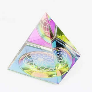 Krystal Pyramida Květ života 5cm