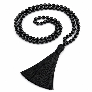 Japa Mala černý onyx 6mm s uzly