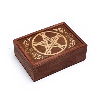 Dóza na tarotové karty Pentagram, dřevěná